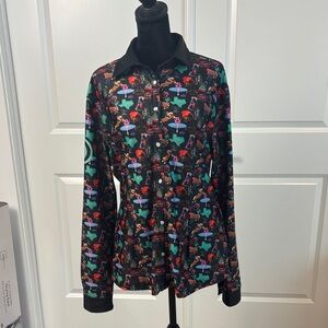 NWOT Rocket Donkey Neon Lights Pull Over Rodeo Shirt